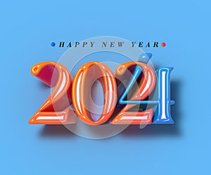 2024 Happy New Year Lettering Typographical Illustration Design