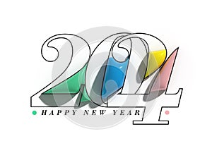 2024 Happy New Year Lettering Typographical Illustration Design