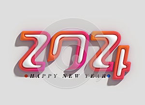 2024 Happy New Year Lettering Typographical Illustration Design