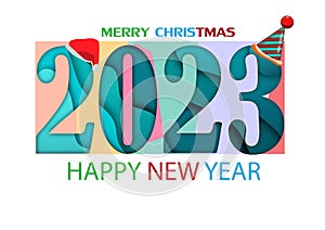 2024 happy new year.Paper cut 2024 word for new year festival