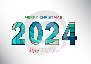 2024 happy new year.Paper cut 2024 word for new year festival