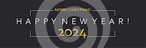 2024. Horizontal Vector Poster. Calendar. Festive golden numbers of new year