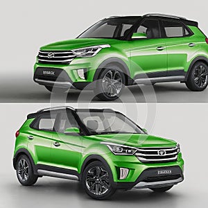 2024 Hyundai Creta SUV in Lime Green on White Platform