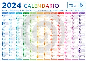 2024 Italian Planner Calendar with Vertical Months