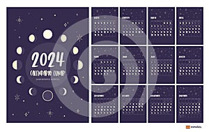 2024 Moon Calendar Northern Hemisphere - SPANISH