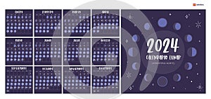 2024 Moon Calendar Northern Hemisphere - SPANISH