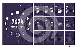 2024 Moon Calendar Southern Hemisphere - SPANISH