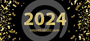2024 Neues Jahr Golden Confetti Black Header