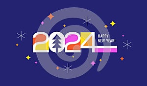 2024 New Year banner design on blue background