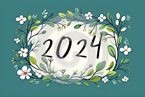 2024 new year greeting card banner, hand drawn style, AI generated, generative AI illustration