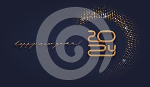 2024 new year luxury logo with shining golden halftone on black background.