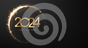 2024 New Year and Merry Christmas celebration background witch abstract gold wave design element shining and festive