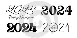 2024 New Year numbers set. Different font, typeface number styles. Design for calendar, greeting card, poster, business