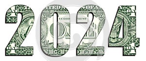 2024 New Year Real 1 US Dollar Banknote Money Texture Reverse Side Background