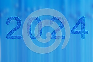 2024, Number 2024 on blue background. Happy New Year