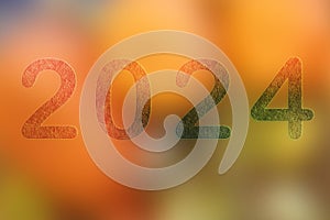 2024, Number 2024 on orange background. Happy New Year