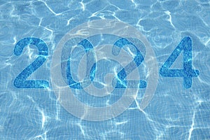 2024, Number 2024 on orange background. Happy New Year