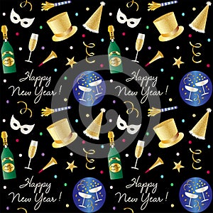 2024 Seamless Vector New Year\'s Eve Background Pattern