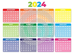 2024 Sunday Start Landscape Color Calendar