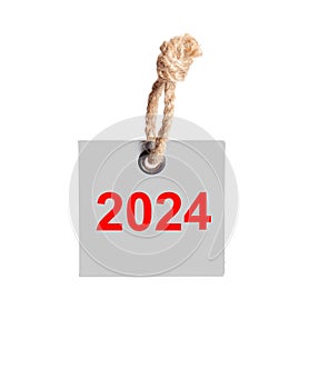 2024 tag on thick rope on white background