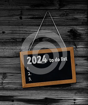 2024 to do list written on the blackboard