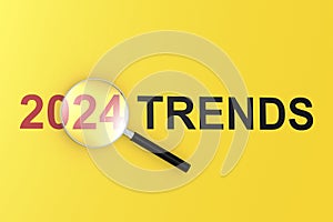 2024 trends word with magnifying glass
