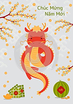 2024 Vietnamese New Year Tet cute dragon design