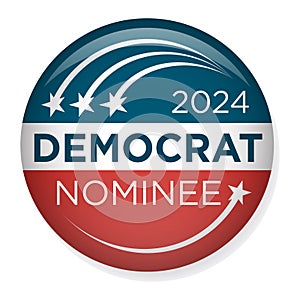 2024 Vote Democrat Design with Patriotic Nominee Red white and Blue Stars and Stripes