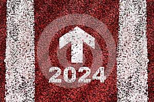 2024 written on red sport track with starting line