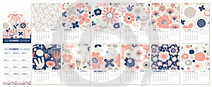 2024 year calendar design week start on sunday set of page templates.