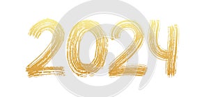 2024 year logo text hand lettering. Calendar. 2024 Happy New Year. Graduation. Vector Illustration