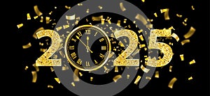 2025 Centre Clock Golden Confetti Black Header