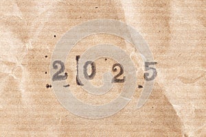 2025 ink rubber stamp on crumpled paper