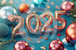 2025 New Year background, 2025 greeting card and logo design, happy celebrate banner, eve poster