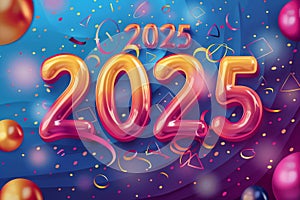 2025 New Year background, 2025 greeting card and logo design, happy celebrate banner, eve poster