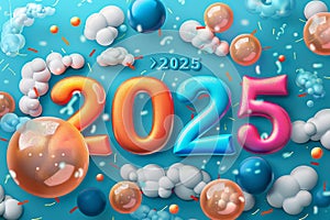 2025 New Year background, 2025 greeting card and logo design, happy celebrate banner, eve poster