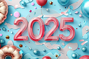 2025 New Year background, 2025 greeting card and logo design, happy celebrate banner, eve poster