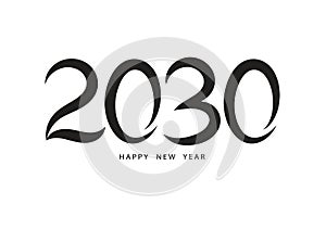 2030 happy new year black color vector, 2030 number design, 2030 year vector illustration,  Black lettering number template,