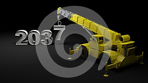 2037 being built with a crane - 3D rendering illustration