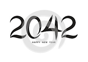 2042 happy new year black color vector, 2042 number design, 2042 year vector illustration,  Black lettering number template,