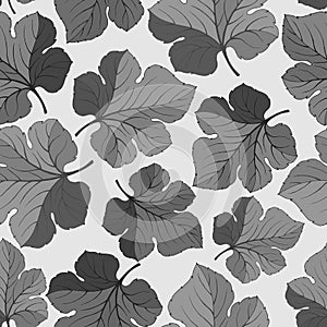 2042 leaves pattern, seamless pattern in monochrome gray with large leaves, wrapping paper, wallpaper ornament