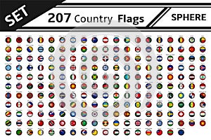 207 countries flags sphere shape