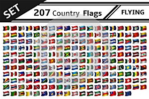 207 country flags flying