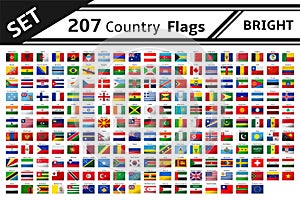 207 country flags with glitter effect