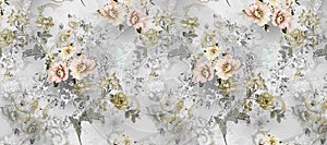 2070848609 seamless watercolor flower design with digital style