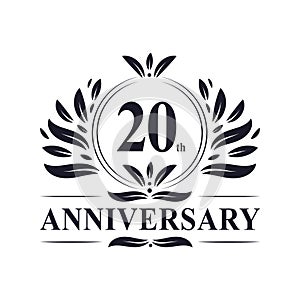 20th Anniversary celebration, luxurious 20 years Anniversary logo design.