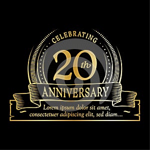 20th anniversary design template. 20 years logo. Twenty years vector and illustration.