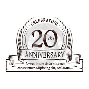 20th anniversary design template. 20 years logo. Twenty years vector and illustration.