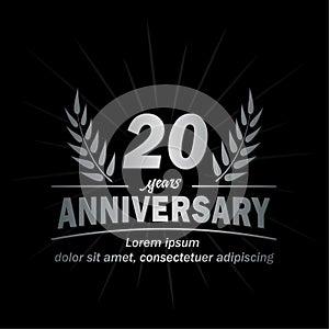 20th anniversary design template. 20th years vector and illustration.