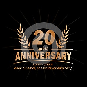 20th anniversary design template. 20th years vector and illustration.